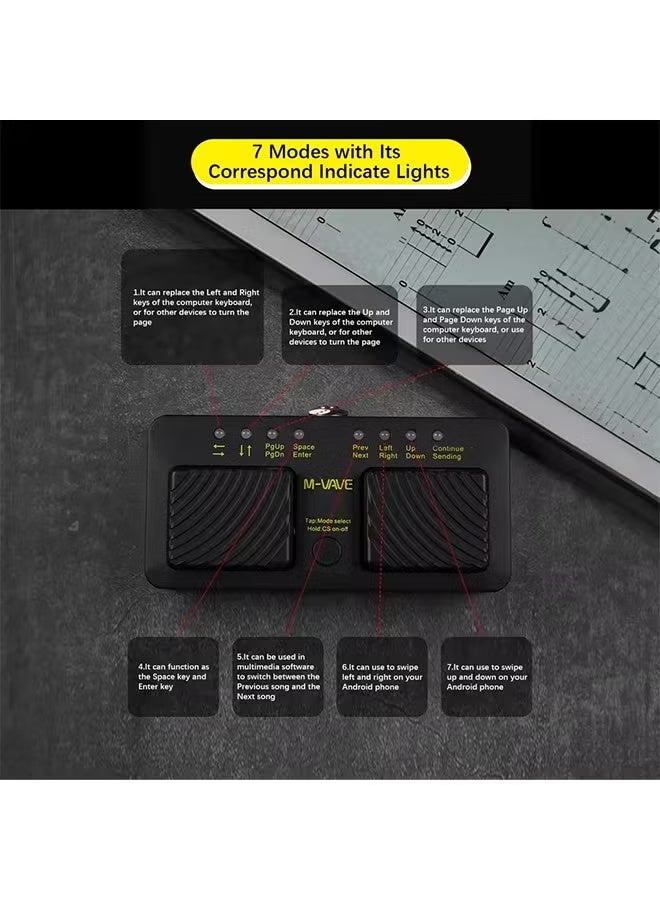 M-VAVE CUBE TURNER PRO Wireless Intelligent MIDI Controller Pedal Page Turner Pedal Music Sheet Turner Wireless BT Connection - Image 2
